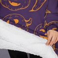 thumbnail image 3 of Oversized Wearable Blanket Hoodie,Hand Drawn Halloween Pumpkin Pattern Sherpa Blanket Hoodie with Super Pockets,Super Warm Fuzzy Pullover for Women & Men, 3 of 6