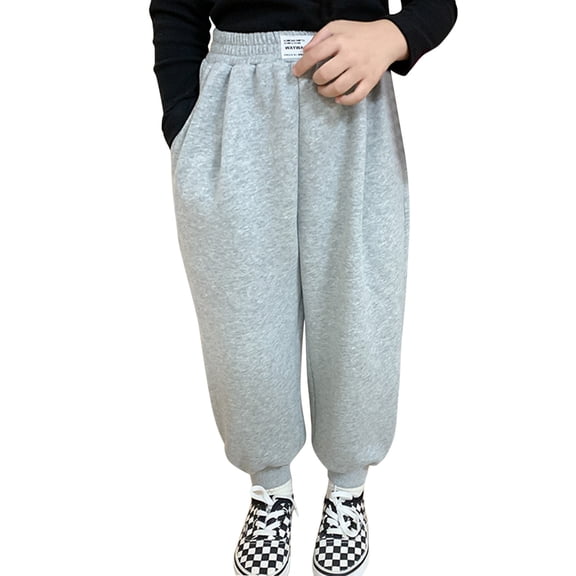 EnJoCho Girls Cotton Sweatpants - Elastic Waist Casual Sports Pants with Pockets for Toddler Girl and Kids Girls, Soft Warm Joggers for School and Daily Wear