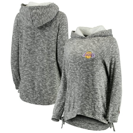 Los Angeles Lakers Hoodie Los Angeles Lakers FISLL Women's Side Lace Sherpa Hacci Tri-Blend Pullover Hoodie - Heathered Gray ()