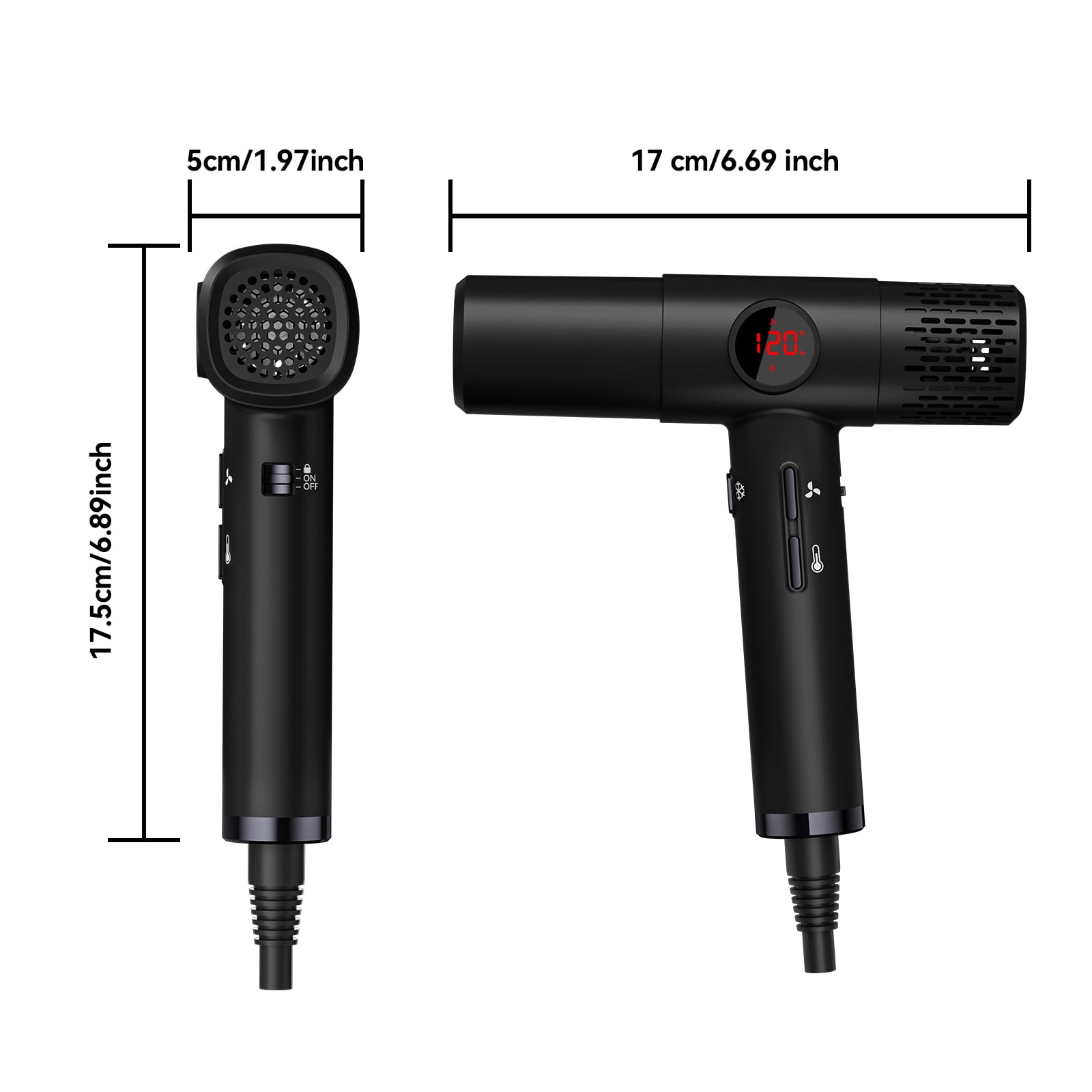 Ionic Hair Dryer with Diffuser - 1800W High-Speed Blow Dryer, Innovative Led Display Temperature Control Blow Dryer, Low Noise, Lightweight, Suitable for Travel, Home Salon