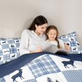 thumbnail image 4 of Manfei Woodland Bear Print Full Size Comforter Sets,Blue Check Pine Bedding Comforter Set,Navy Blue Reversible,3pcs,1 Comforter and 2 Pillowcases, 4 of 7
