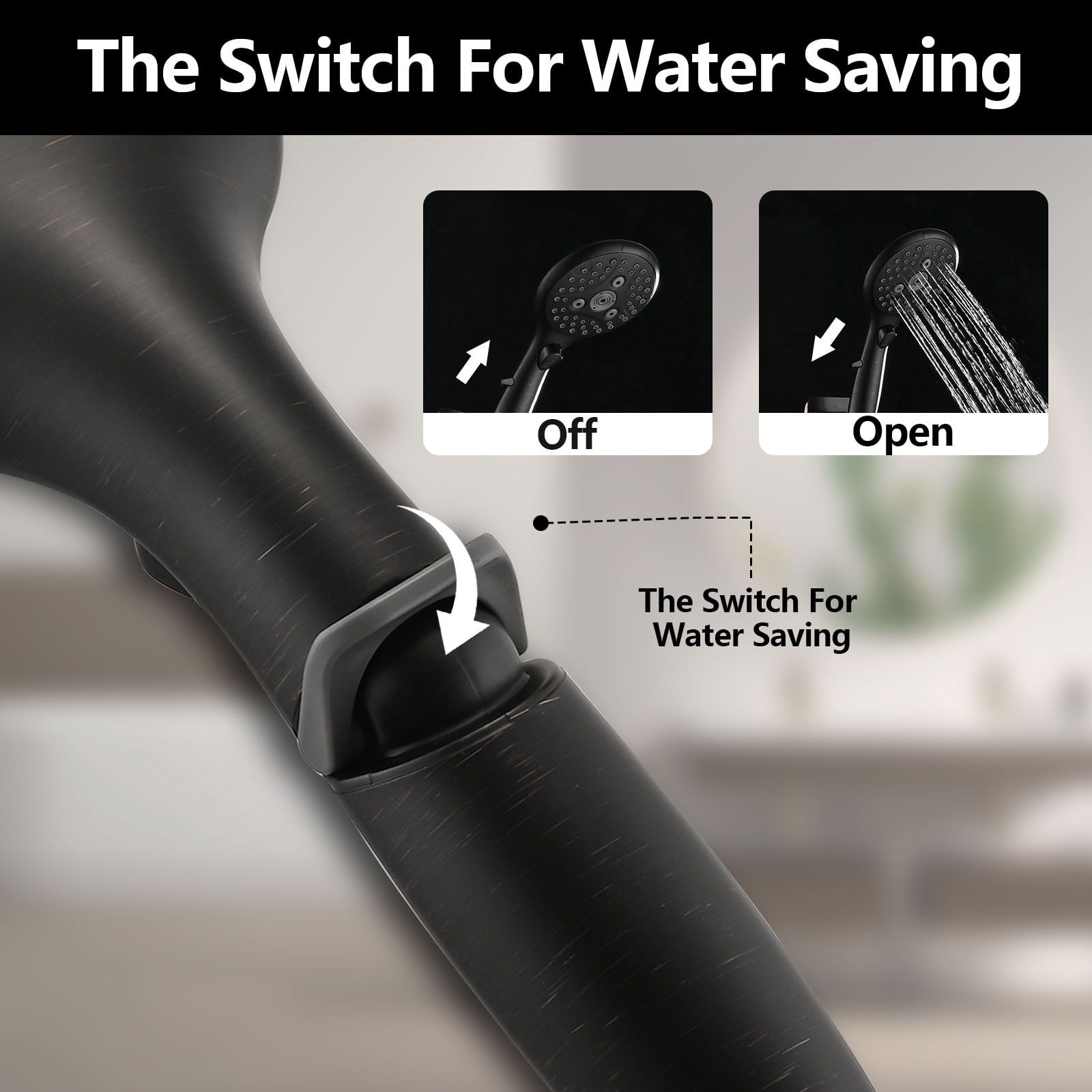 Freestanding Bathtub Faucet Lift-Up Diverter Tub Spout with 6 Settings Handheld Shower in Oil Rubbed Bronze (Rough-in Valve Not Included),Freestanding Tub Filler