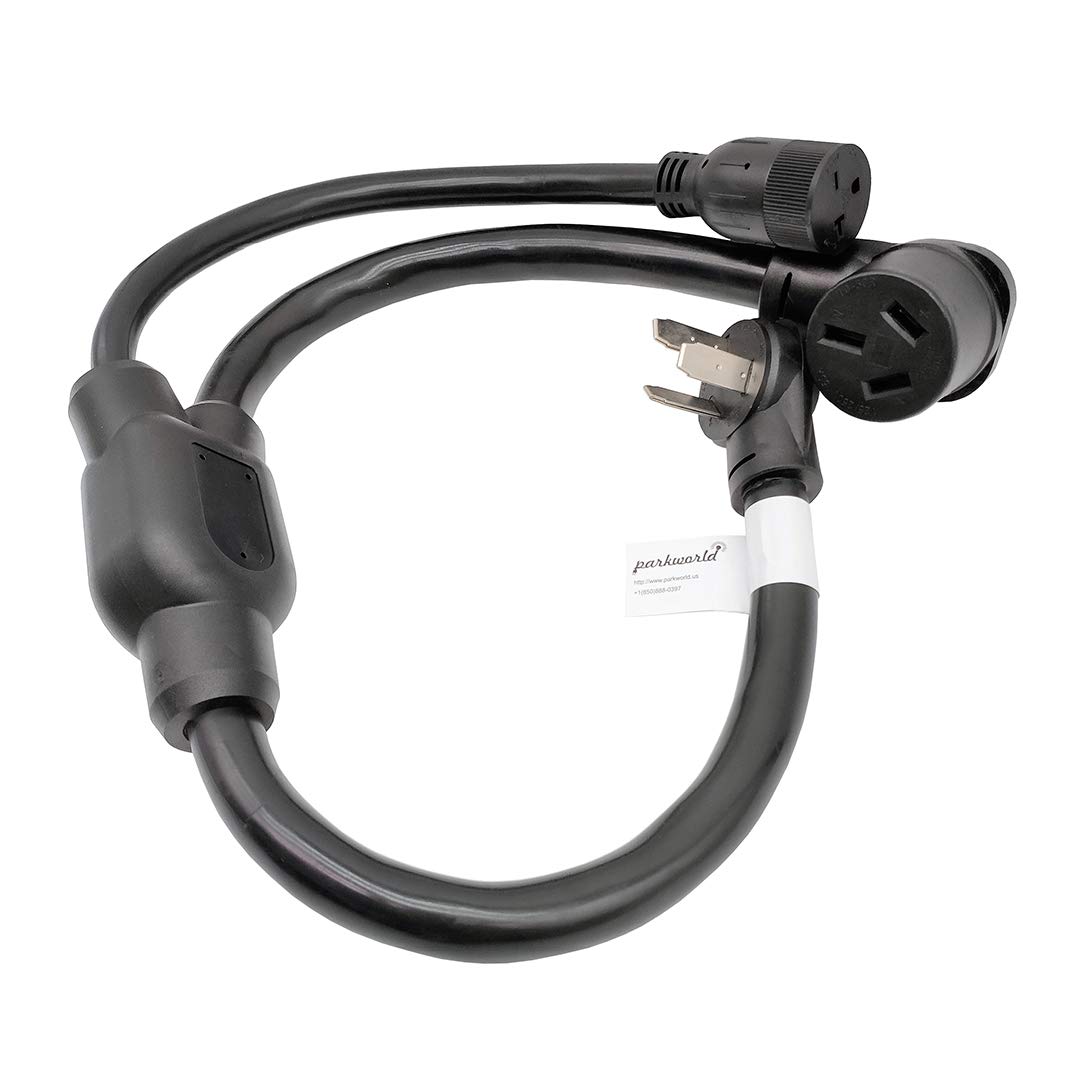 Parkworld 68857 NEMA 10-50 Splitter Cord, Industrial Male Plug 10-50P to 10-50R & 6-20R (T-Blade 6-15R) Female connectors Output 250 Volt (3FT)