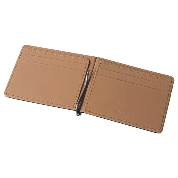 Bolso de cuero de PU para hombres y mujeres, funda para tarjetas, billetera creativa con forma de dólar, bolso con clip de metal