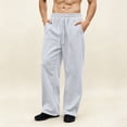 thumbnail image 7 of Mens Sweatpants Wide Leg Cotton Fleece Fall Winter Pants with Pockets Adjustable Tie Waist Loose Casual Sports (S, White), 7 of 7