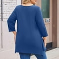 thumbnail image 3 of TQWQT Plus Size Tunic Tops for Women Fashion 4x Plus Tops Crewneck Womens Long Sleeve Tops Dressy Casual Basic Plain Tshirts Loose Fit Womens Clothing Blue 2XL, 3 of 4