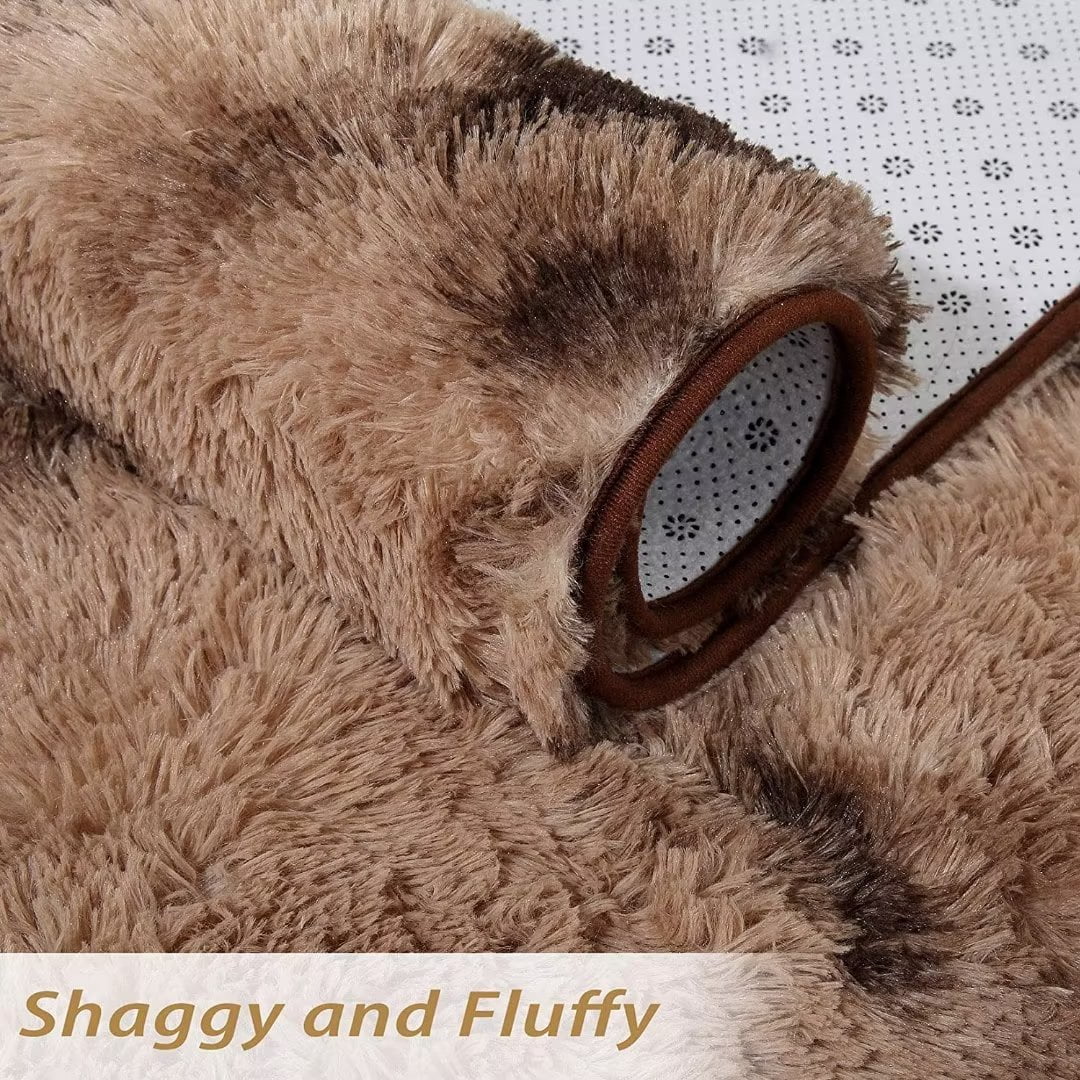 CAROMIO Coffee High Pile Fully Shag Rugs Non-Slip Home Decor for Sitting room living room Bedroom, 5 x 8 feet