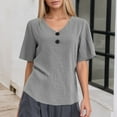 thumbnail image 2 of Kcolen Women Blouses for Work Summer Solid Color Short Sleeve T-Shirts V Neck Comfortable Pullovers Loose Fit Summer Outfits Clothes for Women, 2 of 4