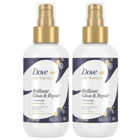 Dove Hair Therapy Brilliant Gloss & Repair with Ceramide - Hair Serum-Pack of 2