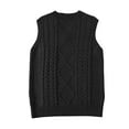 thumbnail image 3 of Women's Sweater Solid Cable Knitted Vest Loose Fit Vintage Sleeveless V Neck Fall Sweaters, 3 of 8