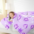 thumbnail image 4 of Homewish Cute Heart Print Queen Comforter Set,Ribbon Bow Tie Bedding Sets,Purple Diamond Bedding Comforter Set For Girls Kids,Ultra Soft Home Decor Reversible,3-Piece, 4 of 8