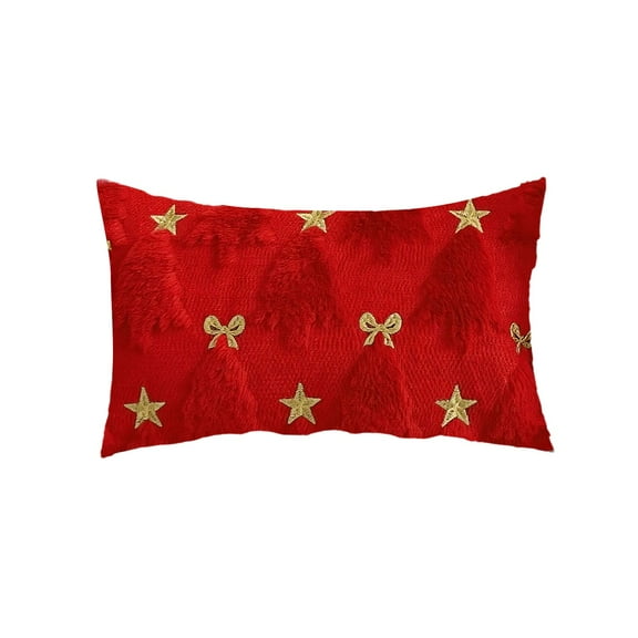 Christmas Pillow Covers 11.8x19.7 inch Set of 2 Xmas Decorations Soft Plush Faux Fur Wool Beige Christmas Tree Throw Pillow Cases Winter Holiday Decor for Sofa Living Room