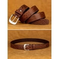 thumbnail image 3 of Catelles Premium Men's Genuine Leather Pin Buckle Camel Belt, Made of Top-Grain Cowhide, Durable and Fashionable Gift by Box&For waist 48 Width 1.5in(3.8cm), 3 of 7