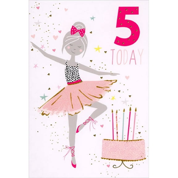 Pictura Little Ballerina : 5 Today Fifth / 5th Birthday Card for Girl