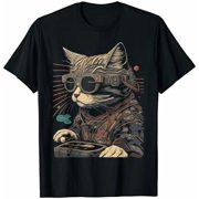 Japanese Woodblock Print Cyberpunk Cat Wearing Vr Glasses T-Shirt