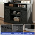 thumbnail image 5 of Uforic 47" Farmhouse Coffee Bar Cabinet, Buffet Sideboard with Power Outlets, Wine Glass Rack, Black Oak, 5 of 8