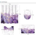 thumbnail image 4 of 4Pcs Purple Marble Shower Curtain Set, Abstract Lilac Gold Cracked Lines Modern Minimalist Bathroom Curtain with Rug, Toilet Lid Cover, Bath Mat, Luxury Aesthetic Shower Curtain with 12 Hooks, 4 of 4