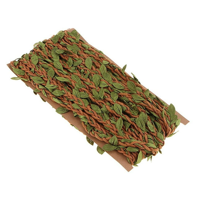 KLKCMS 10m Artificial Burlap Garland Plant with Leaves Jute String Coffee