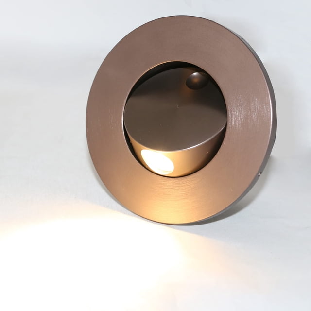 LUMINTURS 3W LED Wall Recessed Step Stair Lighting Bedside Reading Light Fixture Hidden On/Off Switch Adjustable Warm White Coffee Circle