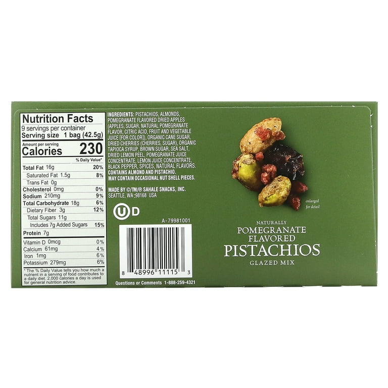 Glazed Mix, Natural Pomegranate Pistachios, 9 Packs, 1.5 oz (42.5