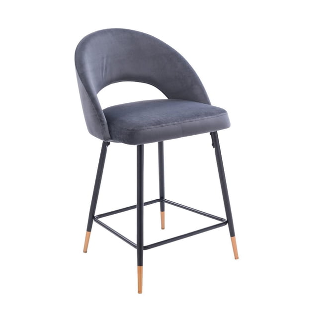 Plata Décor Velvet Stool with Black Metal legs