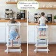 thumbnail image 4 of Little Partners Learn 'N Fold Learning Tower, Foldable Toddler Tower Baby Kitchen Stool - Kitchen Stool Helper Adjustable Ladder for Kids Ages 2 to 6 - Soft White with Natural, 4 of 12