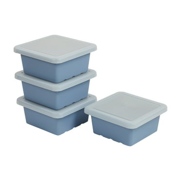 ECR4Kids Square Bin with Lid, Powder Blue, 4-Pack