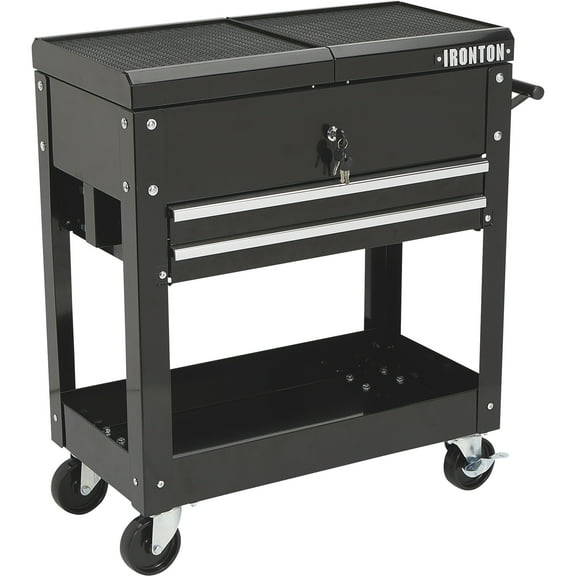 Ironton 2-Drawer Tool Cart, 30-1/2in.L x 14-1/2in.W x 33in.H, 350-Lb. Capacity