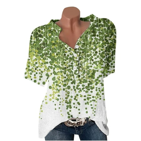 

Awdenio Clearance Womens Shirts For Summer Summer Tops For Women Short Sleeve Split Neck Shirts Flower Print Elegant Blouses With Chest Pocket