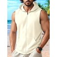 thumbnail image 5 of Men'S Workout Hooded Tank Tops Fashion Muscle Zip Up Sleeveless Hooded Slim Fit Gym Hoodie Khaki XL, 5 of 6