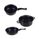 thumbnail image 5 of Juego de 3 ollas y sartenes Macarena Olla para sopa resistente Olla para leche Antiadherente Negro, 5 of 8