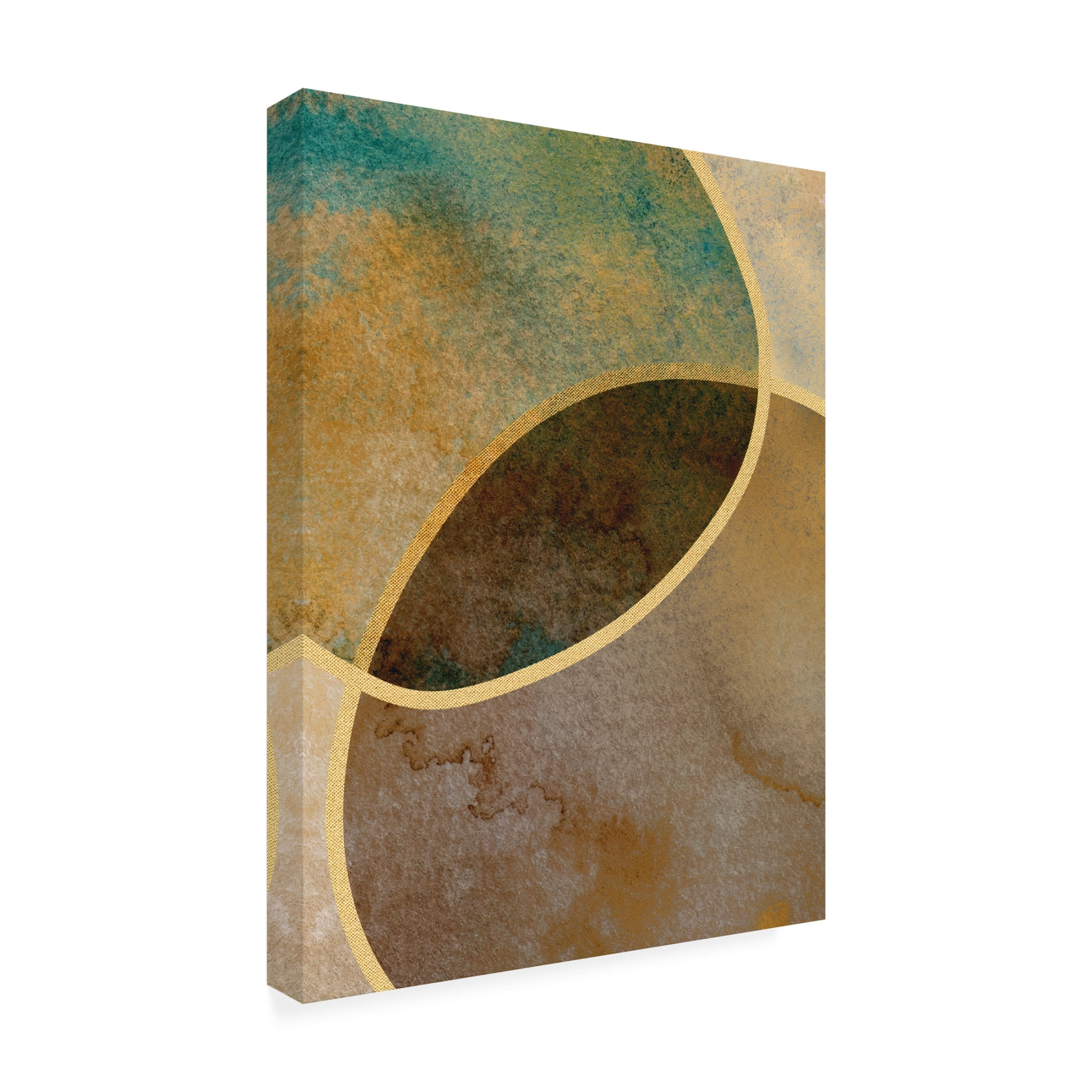 Canvas Wall Art - Bilge Paksoylu 'Abstract Circles With Gold 2' Wall Art for Living Room, Bedroom, or Office Décor by Trademark Fine Art - 35 x 47 Inches