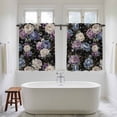 thumbnail image 4 of Country Flowers Kitchen Curtains 45 Inch Length, Botanical Purple Blue Floral Black Tiers Curtains for Bathroom Bedroom Cafe, Light Filtering Small Window Treatment Short Drapes 2 Panels 42"Wx45"L, 4 of 8