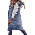 thumbnail image 3 of Chaqueta larga de plumón para mujer, sin mangas, con capucha, para invierno, cálida, talla grande, delgada, con cremallera, chaleco acolchado para exteriores, 3 of 5