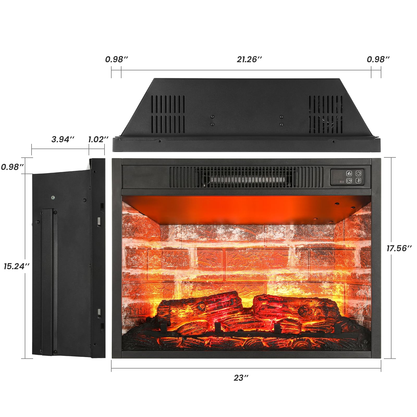 44"L Fireplace Mantel with 23" Electric Fireplace, Wooden Free Standing Fireplace for Living Room, White