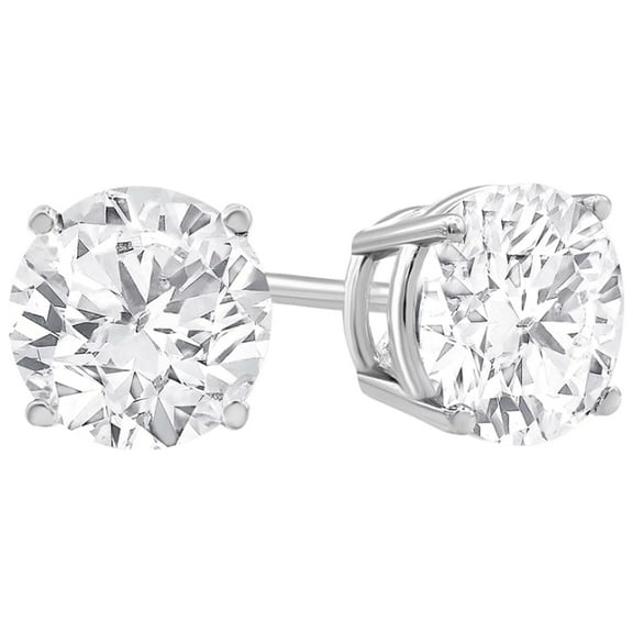 Paris Jewelry 14k White Gold 1/4 Ct Round White Diamond Stud Earrings Unisex plated