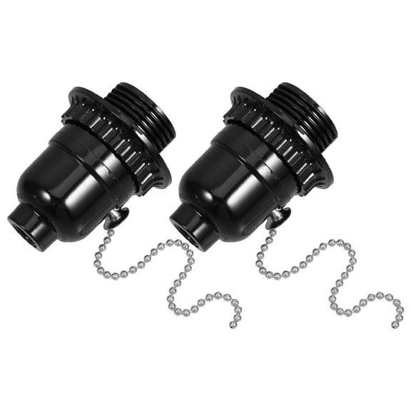 Hemoton 2pcs Full Thread Light Socket With Pull Chain Easy To Use Durable Lighting Adjustable Brightness Light Fixture Lamp Holder Parts