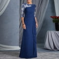 thumbnail image 2 of KaLI_store Formal Dresses for Women Womens One Shoulder Long Sleeve Dresses Bodycon Ruched Wrap Split Party Formal Long Dress Blue,S, 2 of 4