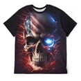 thumbnail image 3 of LAOLIUSN Men's Lightning Skull T-Shirt Patriotic Theme Tee American Flag Graphic Top, S-4XL, 3 of 7