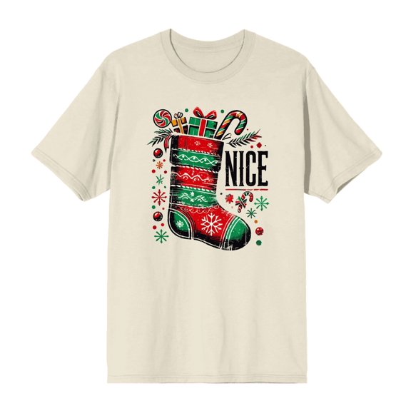 Nice Christmas Stocking Men's Natural Crew Neck Short Sleeve Tee-XXL