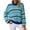 Blue, variant on VERUGU Sweaters for Women Fall Winter Loose Warm Fashion Casual Patchwork Stripe Printing Long Sleeve Round Neck Sweater Orange XL