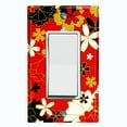 thumbnail image 1 of Metal Light Switch Plate Cover Japanese Flower Pattern Red Wallpaper FLW036, 1 of 13