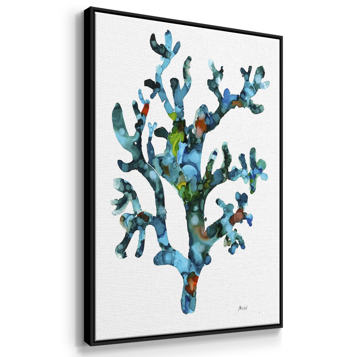 Sea Coral I Framed Premium Gallery Wrapped Canvas - Ready to Hang - 17 x 25 - Black Floating Frame