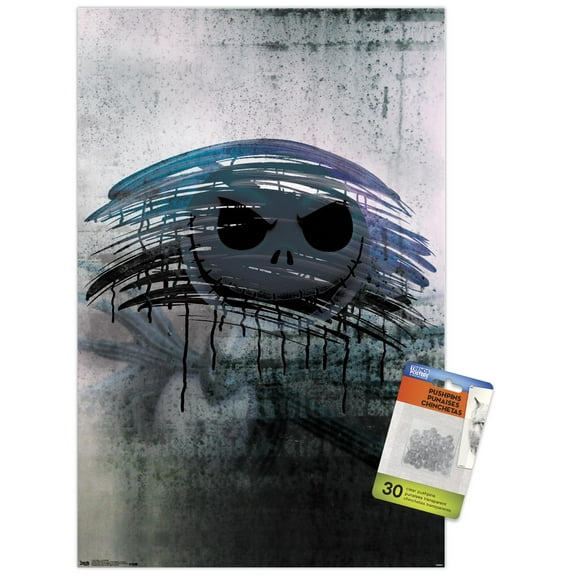 Disney Tim Burton's The Nightmare Before Christmas - Jack Mirror Wall Poster with Push Pins, 14.725" x 22.375"
