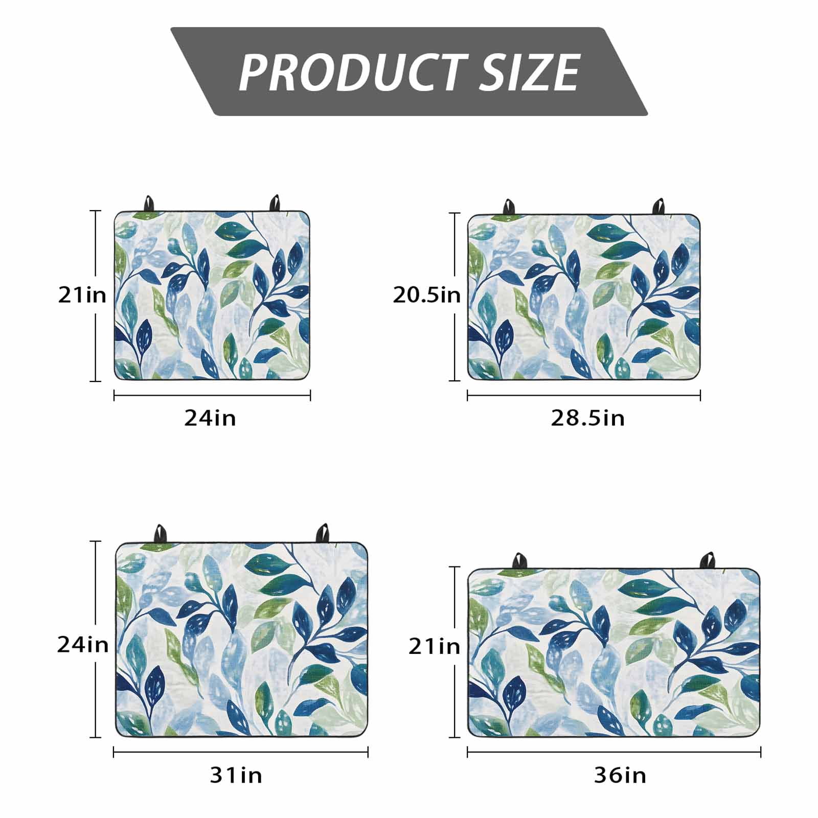 Navy Blue Leaves Stove Top Cover for Electric Stove, Heat-proof & Non Slip Glass Top Stove Cover Protector, Green Summer Botanical Kitchen Flat Cooktop Rubber Mat 24x21 Inches