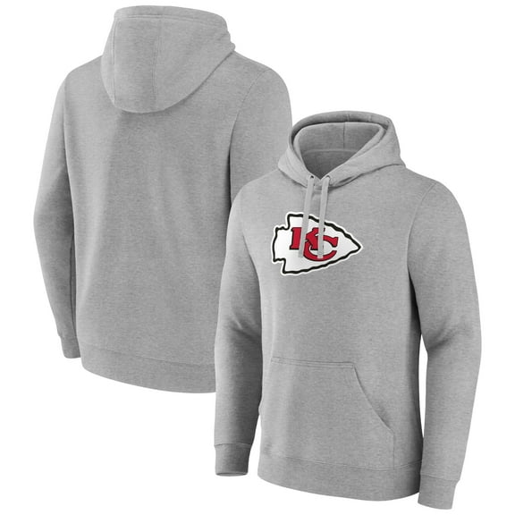 Men's Heather Gray Kansas City Chiefs Primary Team Logo Fitted Pullover Hoodie