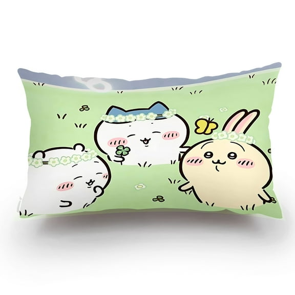 Pillow Covers Cartoon Cute Amine Chiikawas Sofa Decorative Home Double-sided Printing Short Plush Cute Cushion Cover