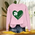 thumbnail image 5 of Guzom Womens Pink Festive St. Patrick's Day Sweatshirt - Four-Leaf Clover Heart Graphic Soft 100% Polyester Crew Neck Loose Fit S-XXL,Size M, 5 of 7
