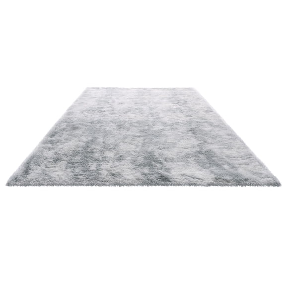 6x9 ft Tie Dye Light Gray Plush Shag Area Rug Non Shedding Slip Resistant Long Pile Carpet for Living Room Bedroom Modern Home Decor