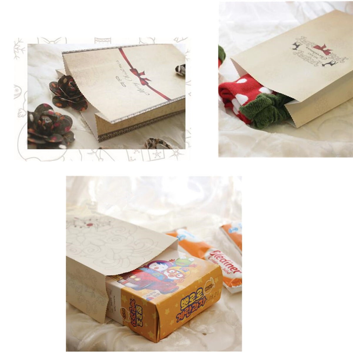 Details about   8pcs Kraft Paper Christmas Party Holiday Cookies Gift Bag Luxury Wedding Sticker 